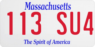 MA license plate 113SU4