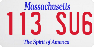 MA license plate 113SU6