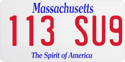 MA license plate 113SU9