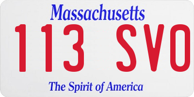 MA license plate 113SV0