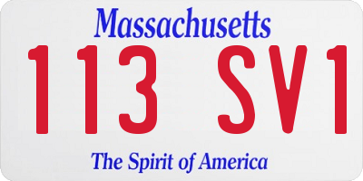 MA license plate 113SV1