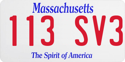 MA license plate 113SV3