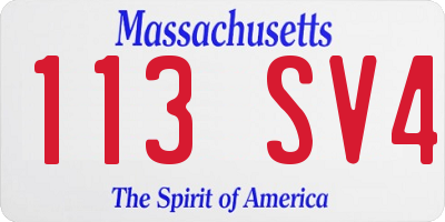 MA license plate 113SV4