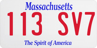 MA license plate 113SV7