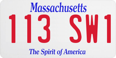 MA license plate 113SW1