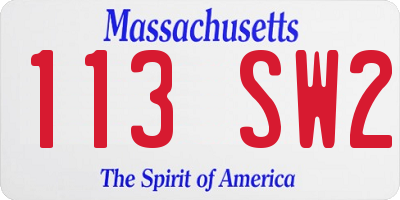 MA license plate 113SW2