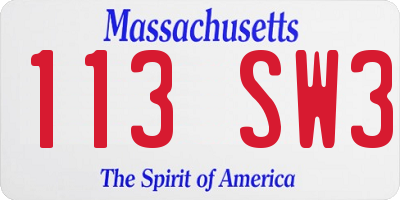 MA license plate 113SW3