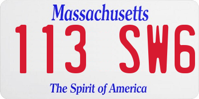 MA license plate 113SW6