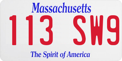 MA license plate 113SW9