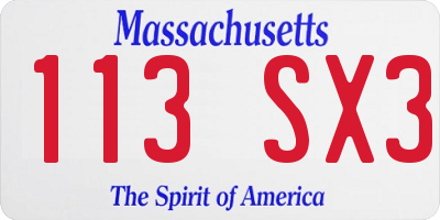 MA license plate 113SX3