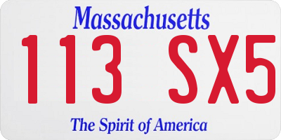 MA license plate 113SX5