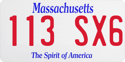 MA license plate 113SX6