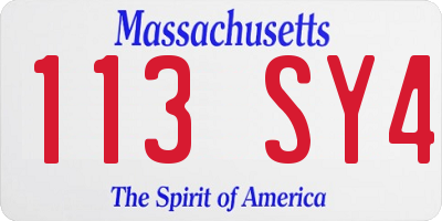 MA license plate 113SY4