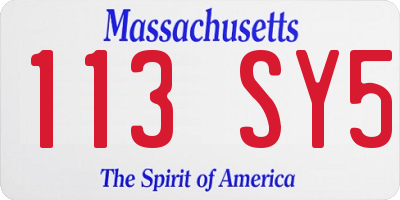 MA license plate 113SY5
