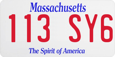 MA license plate 113SY6