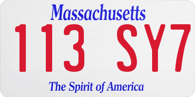 MA license plate 113SY7