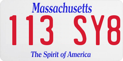 MA license plate 113SY8