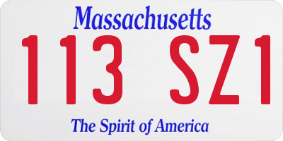 MA license plate 113SZ1