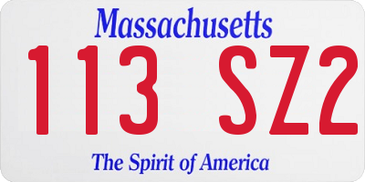 MA license plate 113SZ2