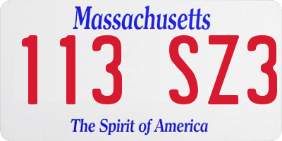 MA license plate 113SZ3