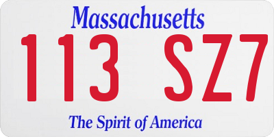 MA license plate 113SZ7