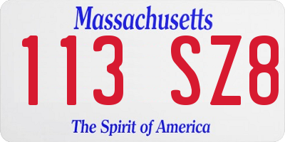 MA license plate 113SZ8