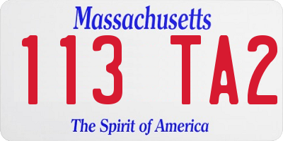 MA license plate 113TA2