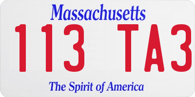MA license plate 113TA3