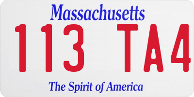 MA license plate 113TA4