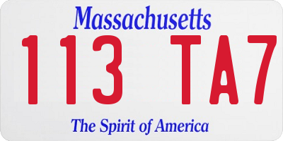 MA license plate 113TA7