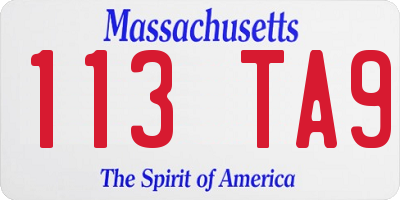 MA license plate 113TA9