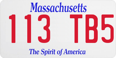 MA license plate 113TB5