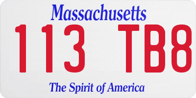 MA license plate 113TB8