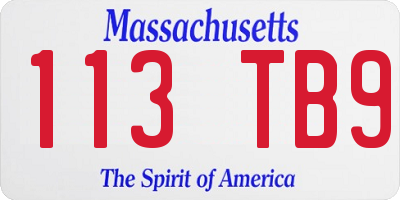 MA license plate 113TB9