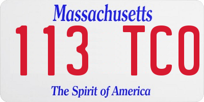 MA license plate 113TC0