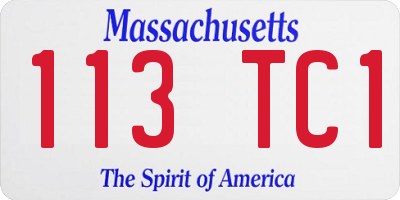 MA license plate 113TC1