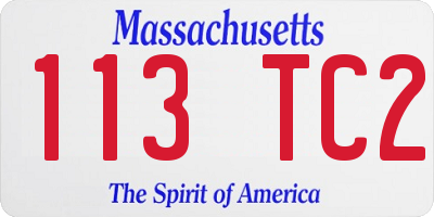 MA license plate 113TC2