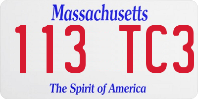 MA license plate 113TC3