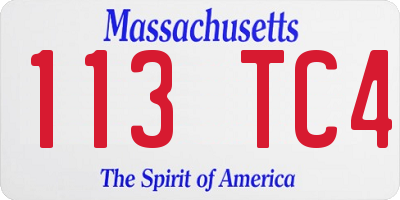 MA license plate 113TC4