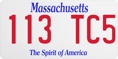 MA license plate 113TC5