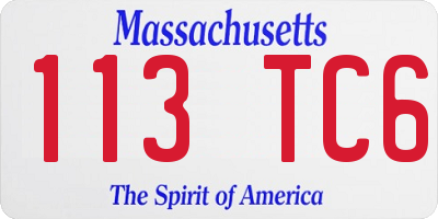 MA license plate 113TC6