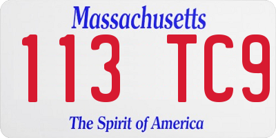 MA license plate 113TC9