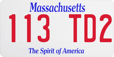 MA license plate 113TD2