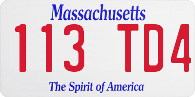 MA license plate 113TD4