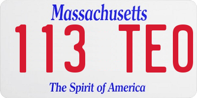 MA license plate 113TE0