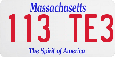 MA license plate 113TE3