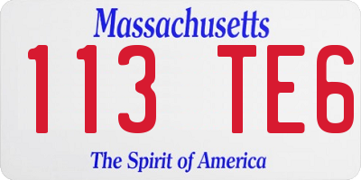 MA license plate 113TE6