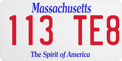 MA license plate 113TE8