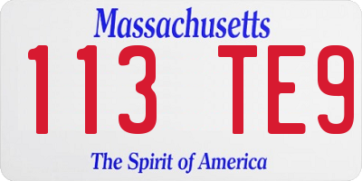 MA license plate 113TE9