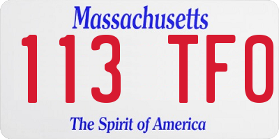 MA license plate 113TF0